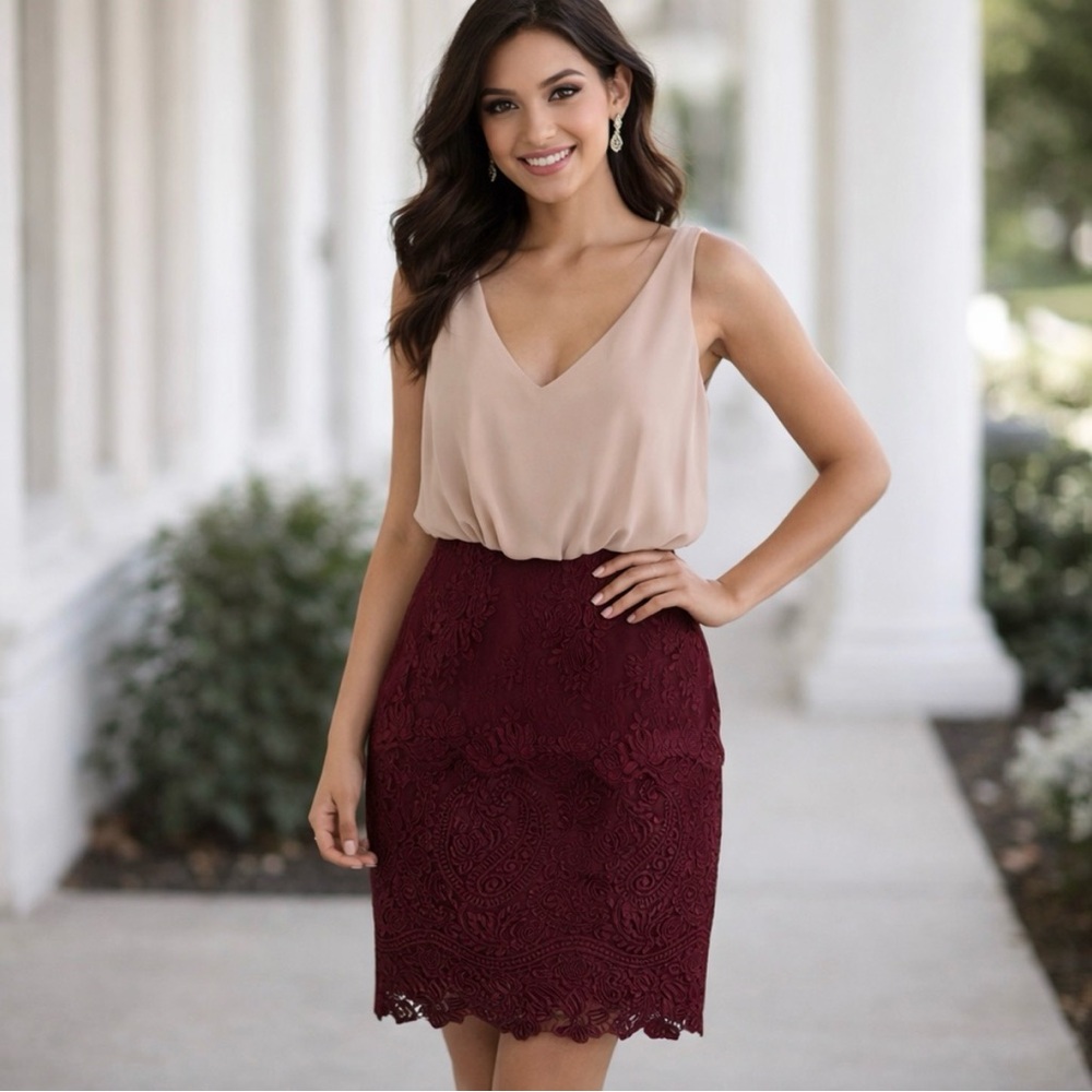 Reiss Chiffon Lace Formal Feminine Mini Dress Size 4 Romantic Wedding Spring
